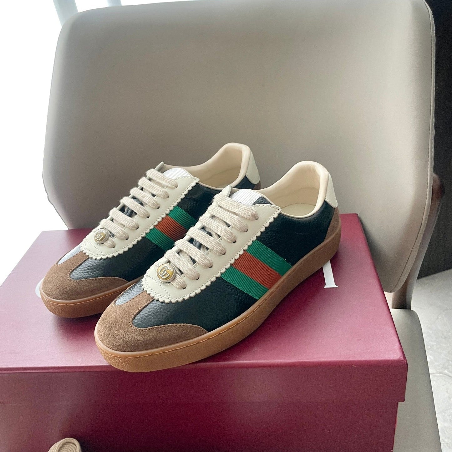 GG 26 Sneaker Black Brown Cowhide Suede 632805