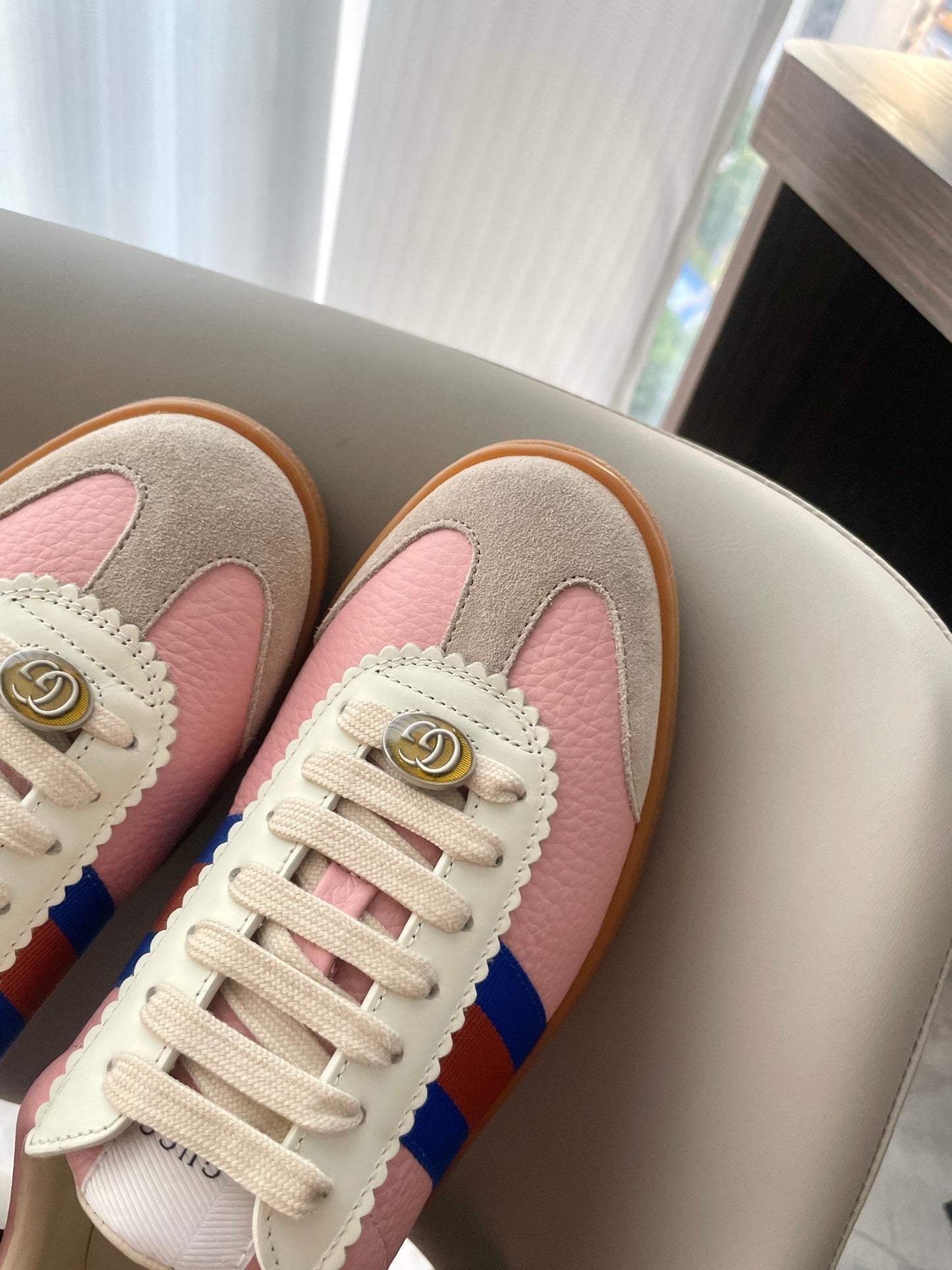 GG 26 Sneaker Beige Pink Cowhide Suede 632804