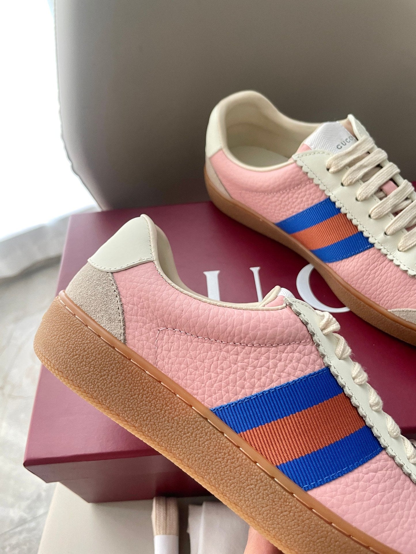 GG 26 Sneaker Beige Pink Cowhide Suede 632804