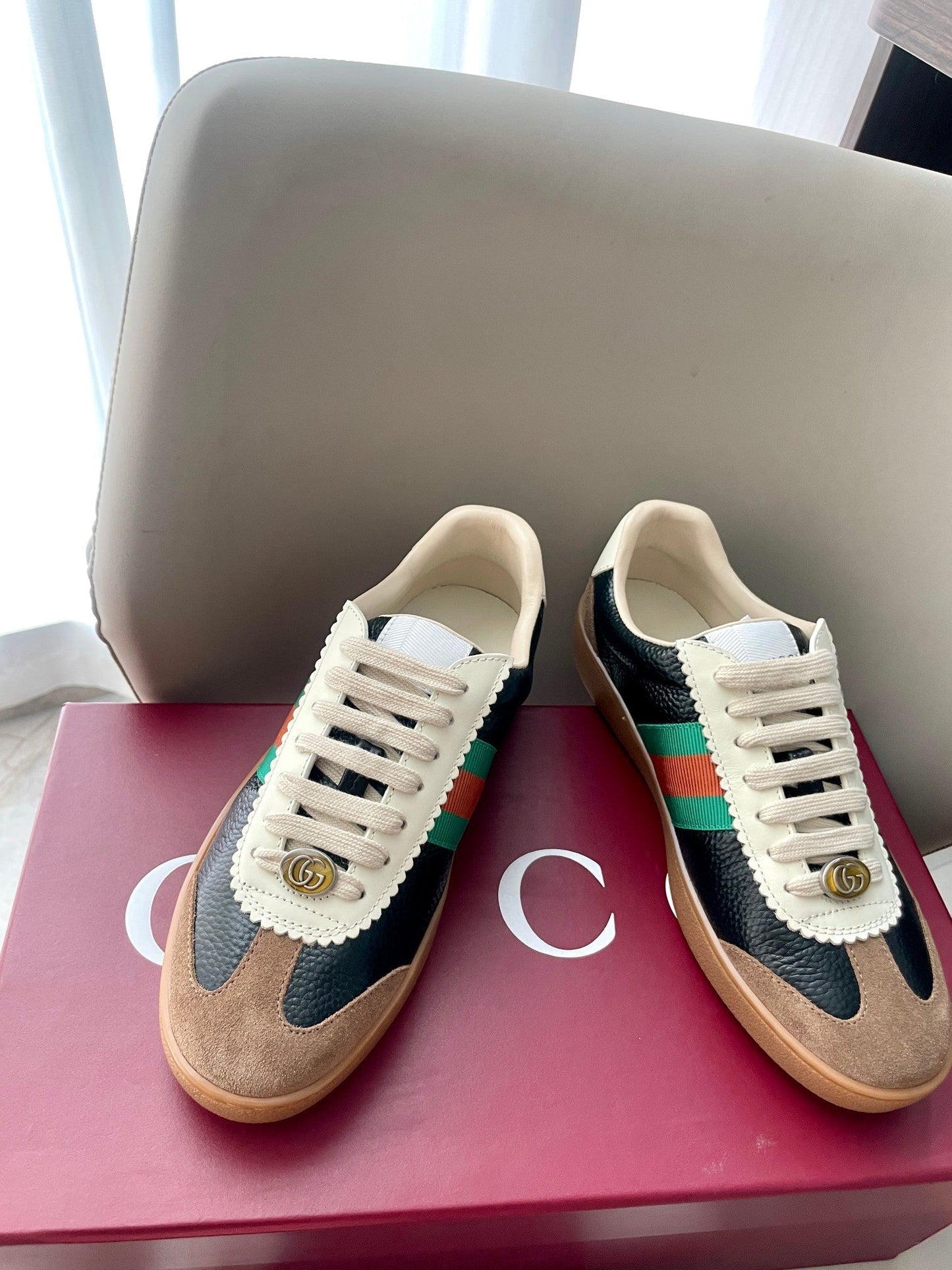 GG 26 Sneaker Black Brown Cowhide Suede 632805