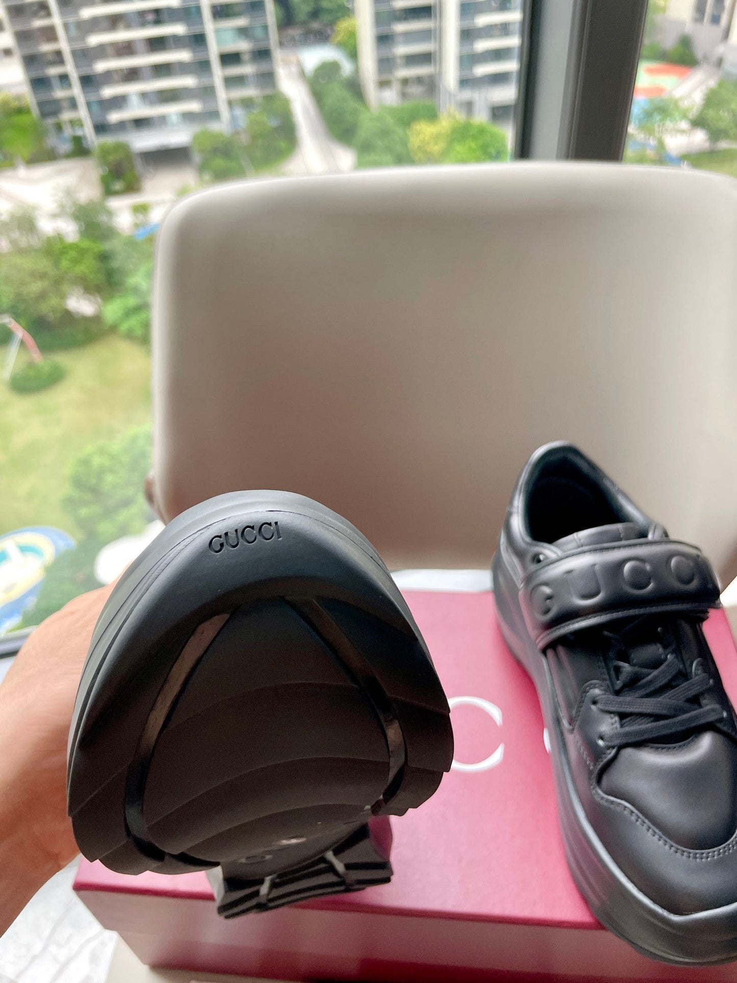 GG 26 Platform Sneaker Black Sheepskin 632853