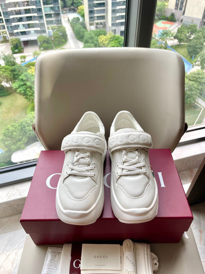 GG 26 Platform Sneaker White Black Sheepskin 632851