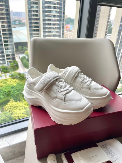 GG 26 Platform Sneaker White Sheepskin 632854