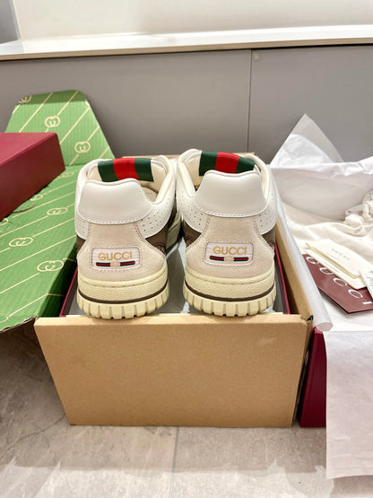 GG 26 Sneaker White Beige Brown Canvas Suede 632876