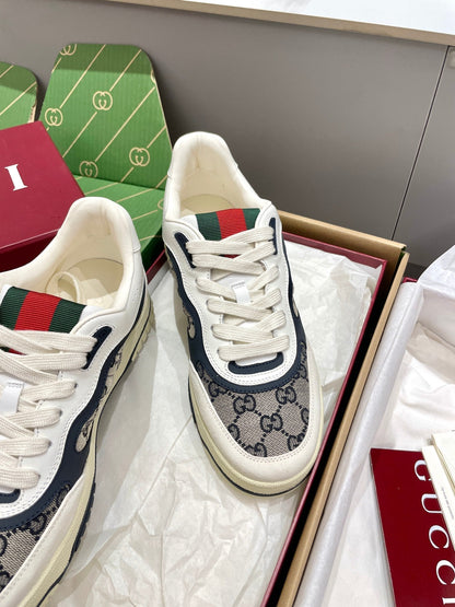 GG 26 Sneaker White Navy Blue Canvas Suede 632877