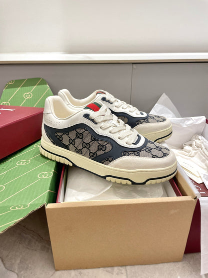 GG 26 Sneaker White Navy Blue Canvas Suede 632877