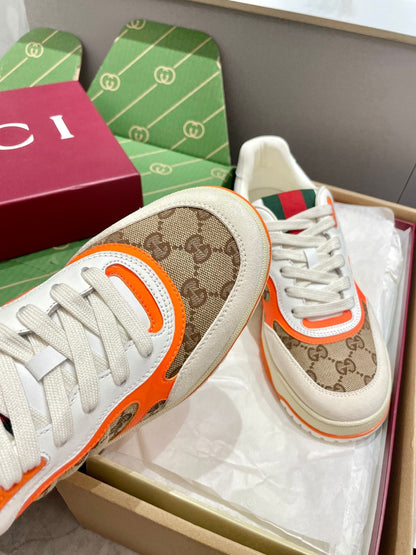 GG 26 Sneaker White Beige Orange Canvas Cowhide 632867