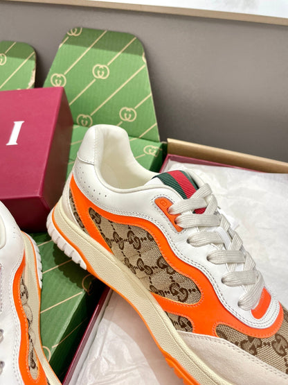 GG 26 Sneaker White Beige Orange Canvas Cowhide 632867
