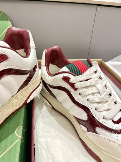 GG 26 Sneaker White Burgundy Red Green Cowhide 632870