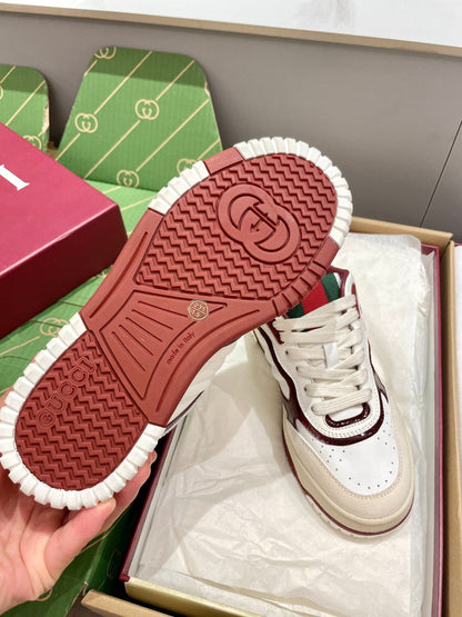 GG 26 Sneaker White Burgundy Red Green Cowhide 632870