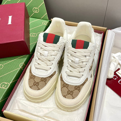 GG 26 Sneaker White Beige Canvas Suede 632875