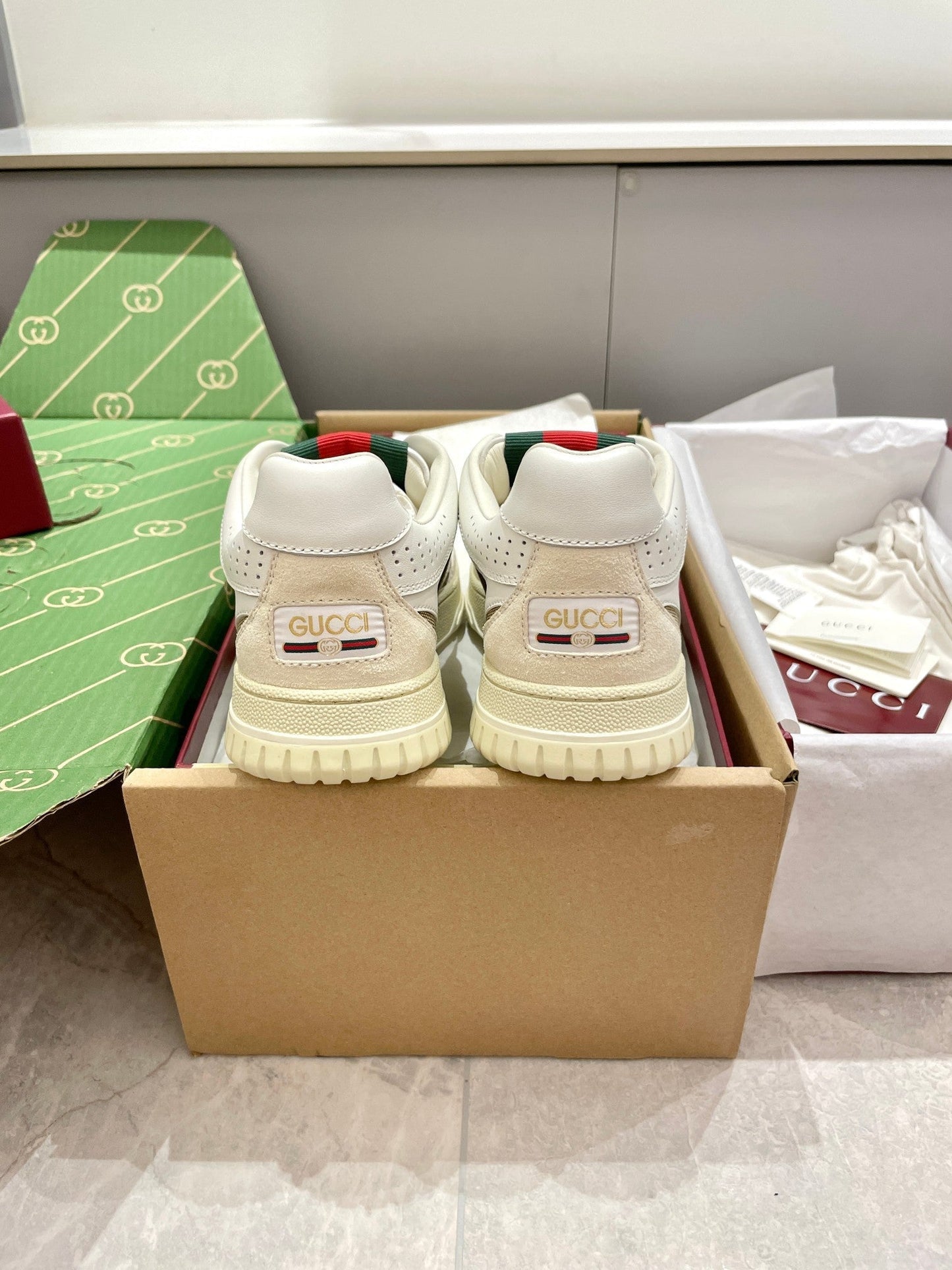 GG 26 Sneaker White Beige Canvas Suede 632875