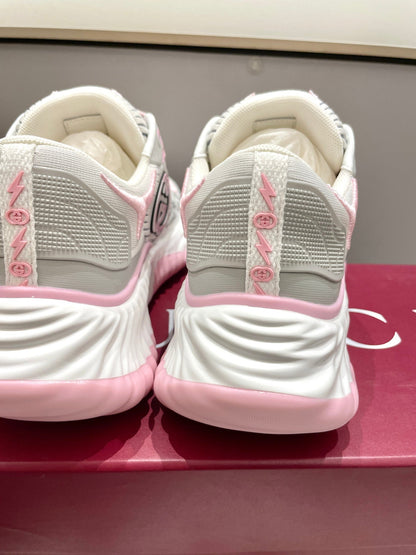 GG 26 Casual Sneakers Gray Pink Mesh Cowhide 632858