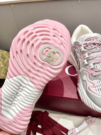 GG 26 Casual Sneakers Gray Pink Mesh Cowhide 632858