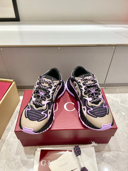 GG 26 Casual Sneakers Purple Black Mesh Cowhide 632860