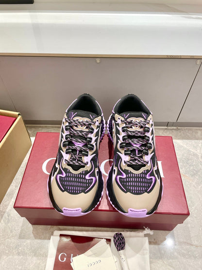 GG 26 Casual Sneakers Purple Black Mesh Cowhide 632860
