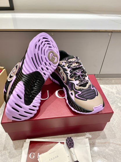 GG 26 Casual Sneakers Purple Black Mesh Cowhide 632860