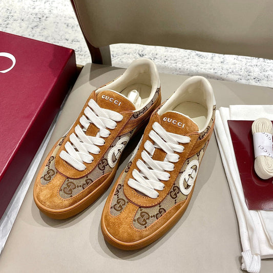 GG 26 Sneaker Camel Brown Canvas Suede 632820