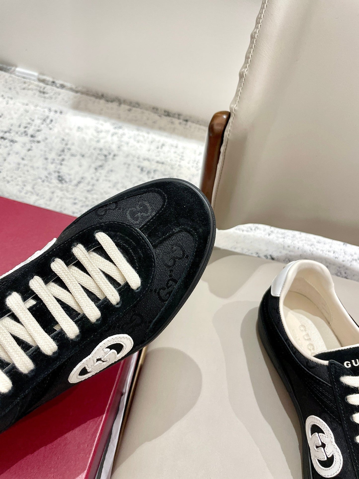 GG 26 Sneaker Black Monogram Suede Sheepskin 632815