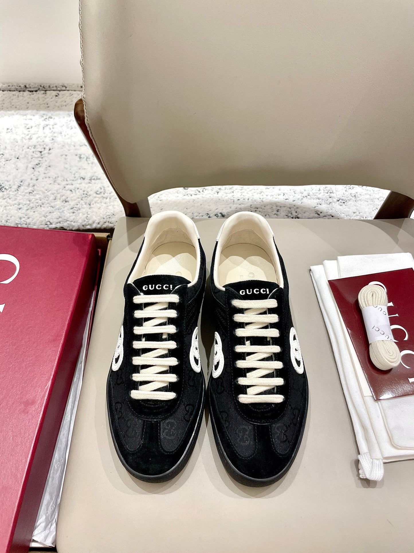 GG 26 Sneaker Black Monogram Suede Sheepskin 632815