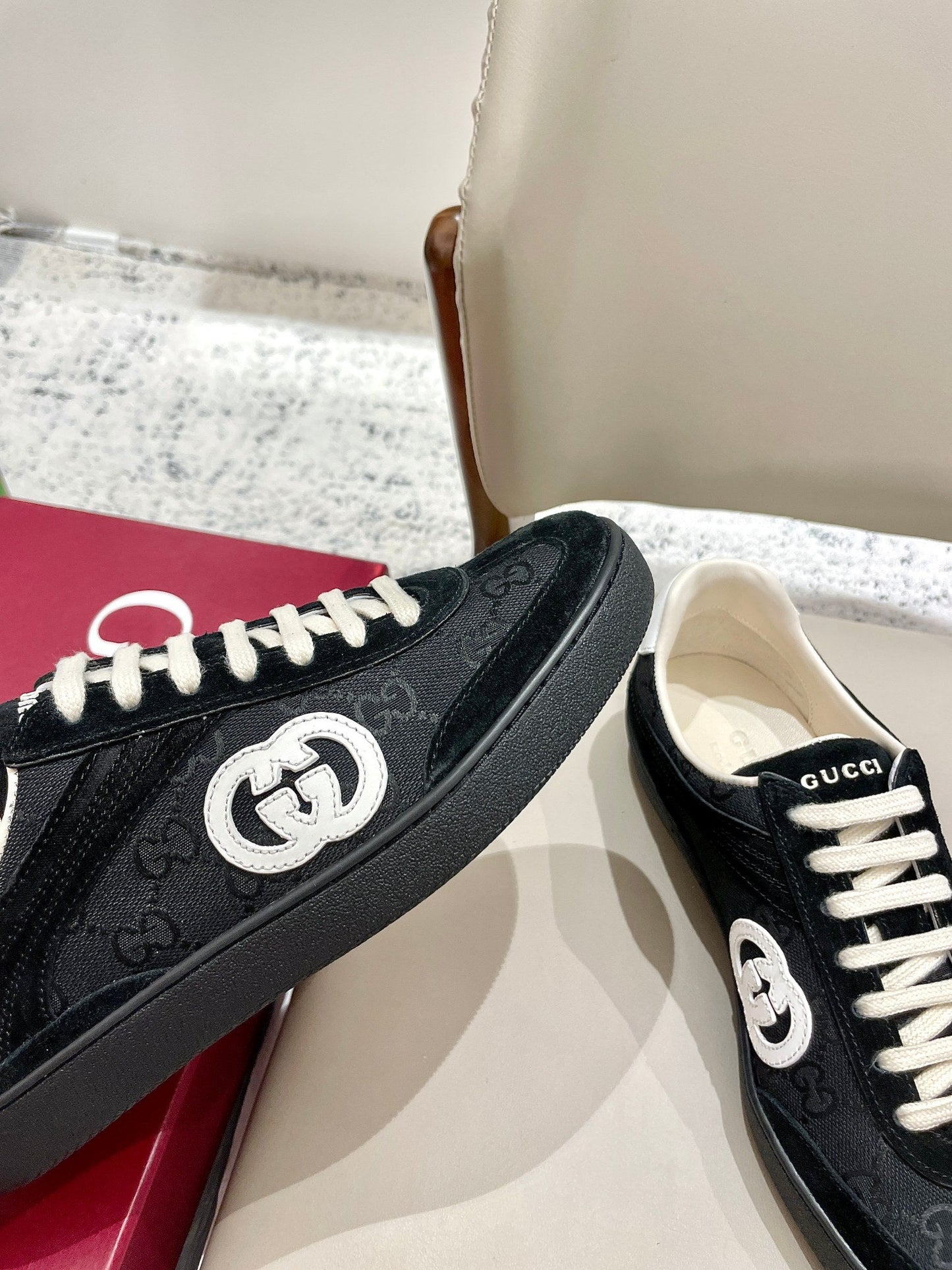 GG 26 Sneaker Black Monogram Suede Sheepskin 632815