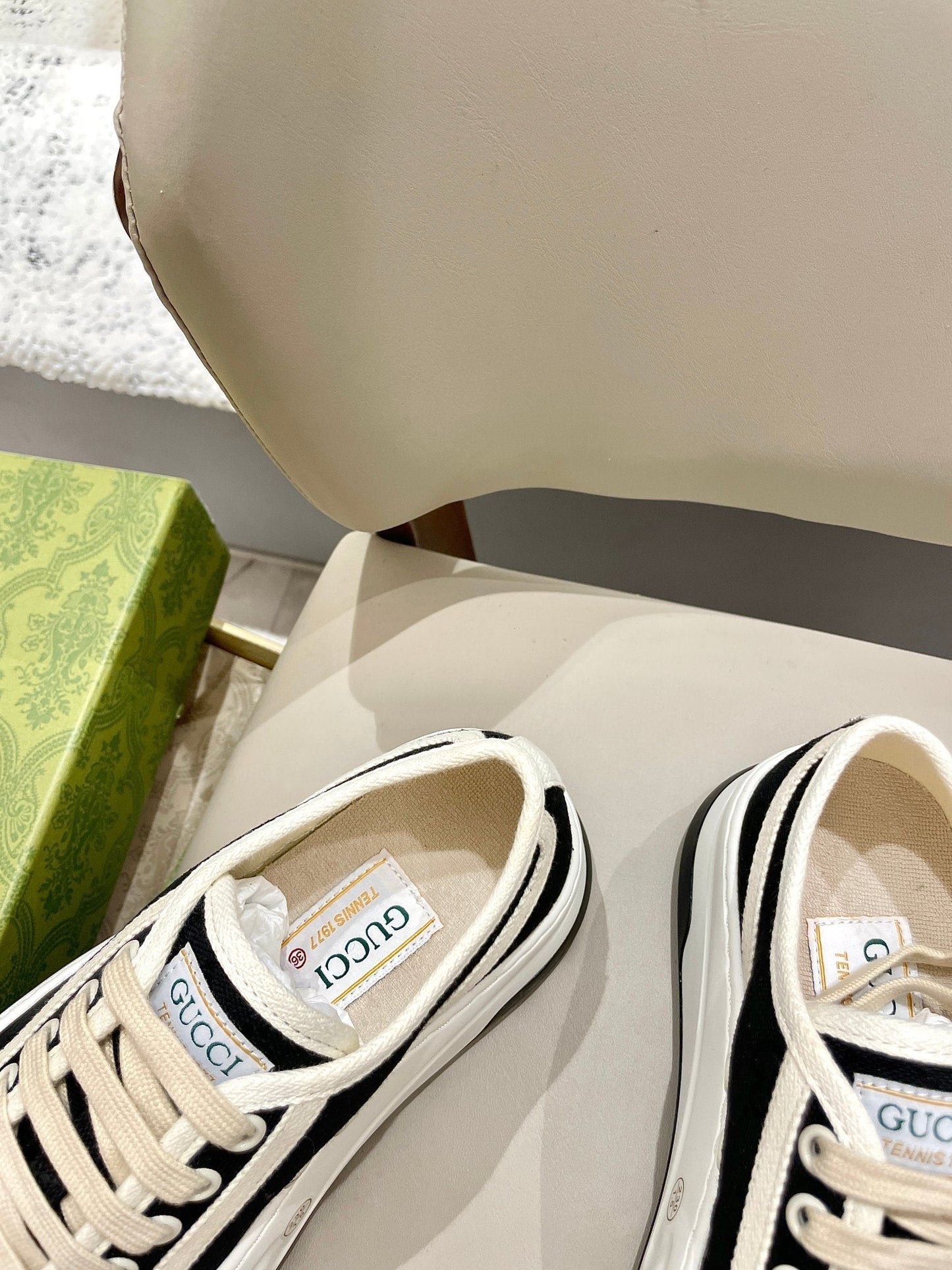 GG 26 Platform Sneaker Black White Monogram Suede 632835