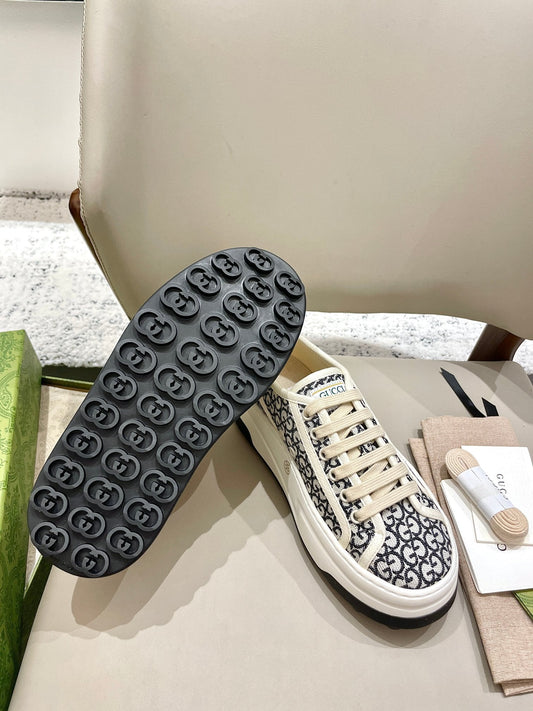 GG 26 Platform Sneaker Black White Monogram Canvas 632836