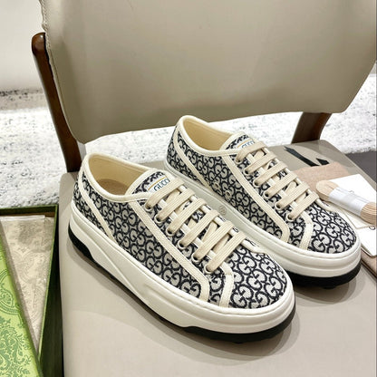 GG 26 Platform Sneaker Black White Monogram Canvas 632836