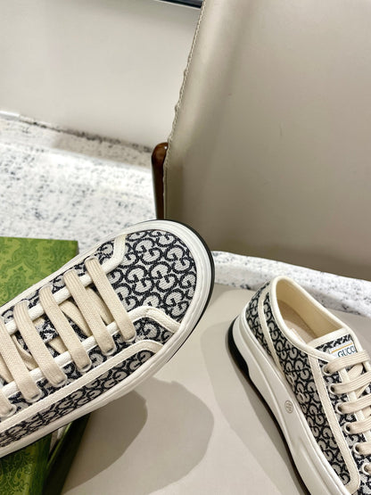 GG 26 Platform Sneaker Black White Monogram Canvas 632836