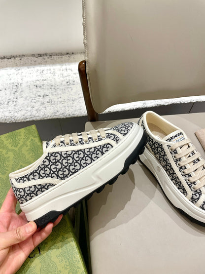 GG 26 Platform Sneaker Black White Monogram Canvas 632836