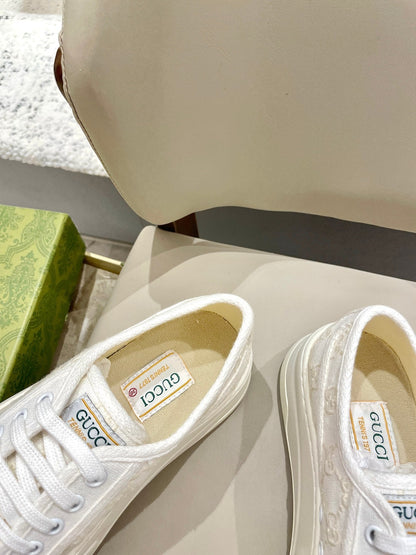 GG 26 Platform Sneaker White Cream Canvas 632837