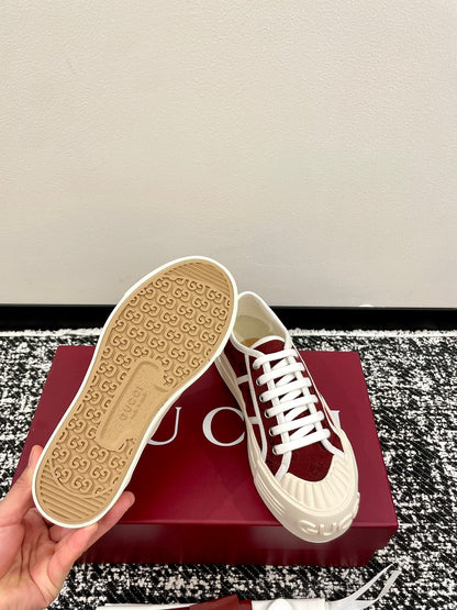GG 26 Sneaker White Dark Red Canvas Leather 632822