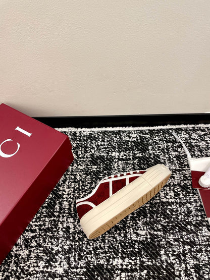 GG 26 Sneaker White Dark Red Canvas Leather 632822