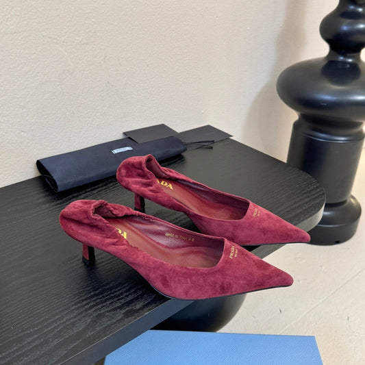 PRA 26S Pointed Toe Low Heels 60 Burgundy Suede 627411