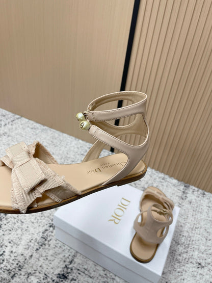 CD 26s Sandals Beige Sheepskin Canvas 643495