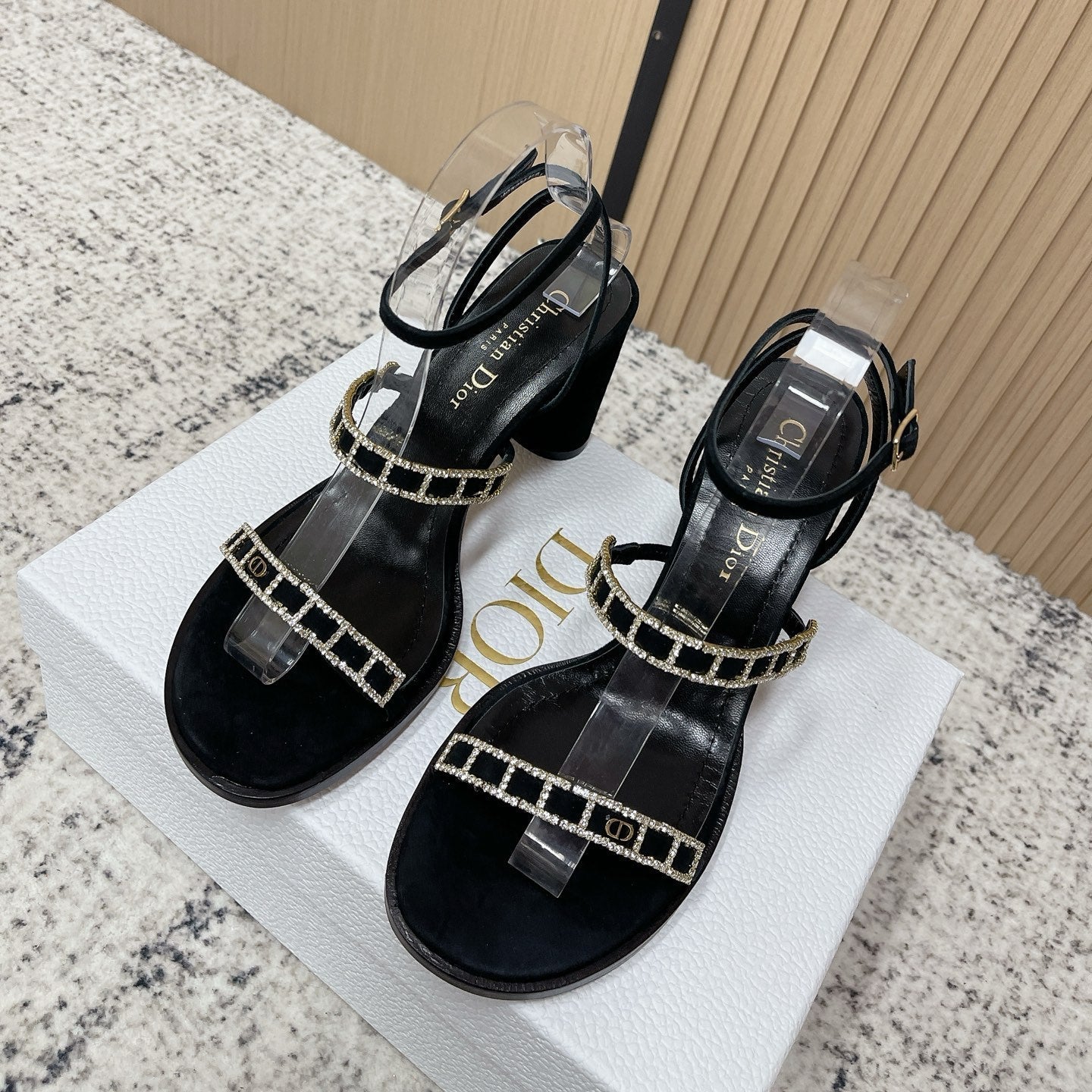 CD 26s High Heel Sandals 80 Black Genuine Leather 643496