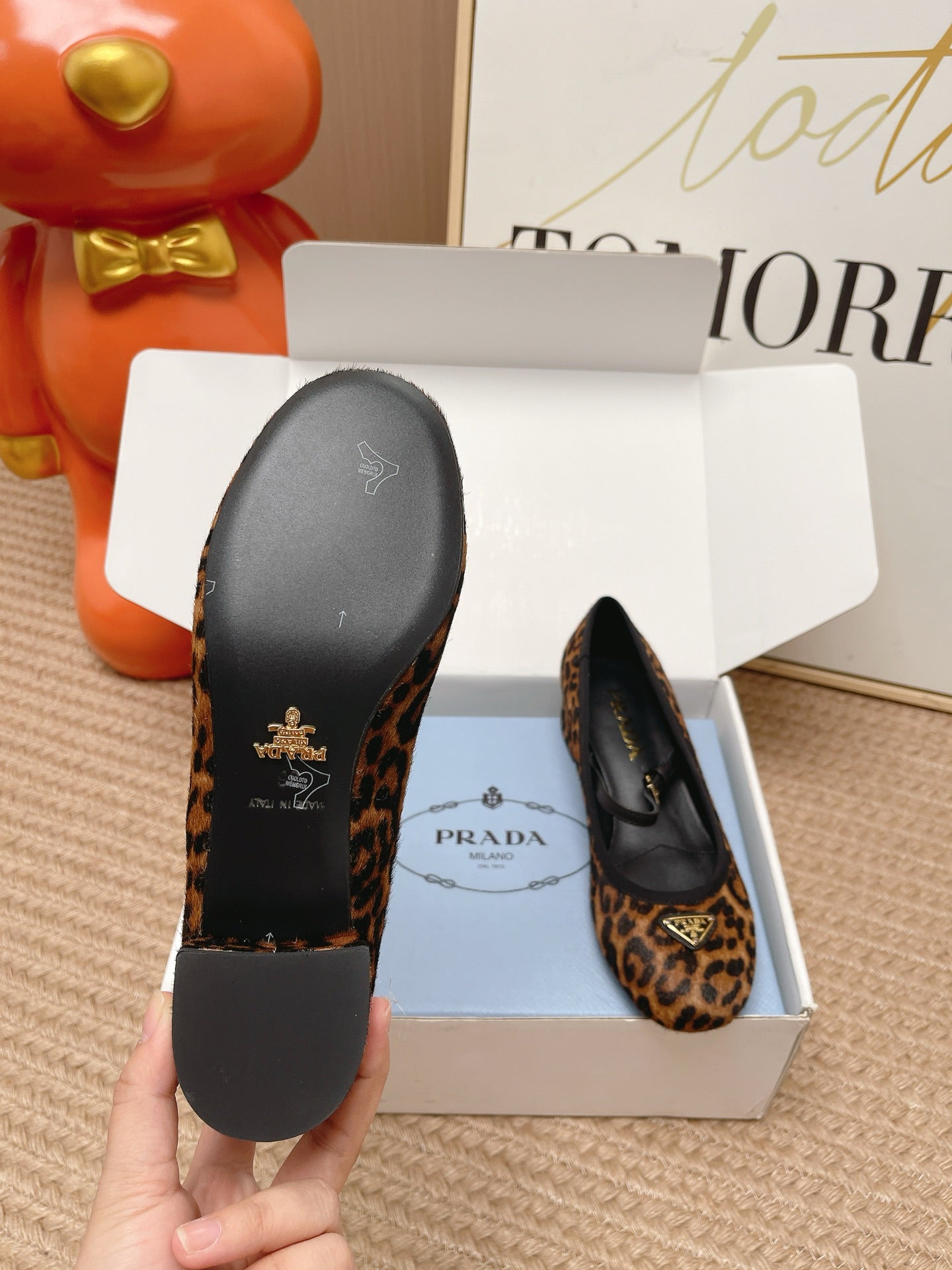 Prada 2026 Ballet Flat Leopard Calf Hair 854615