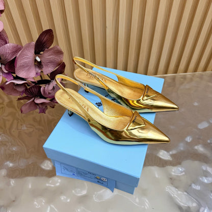 Prada 2026 Slingback Pump 55mm Metallic Leather 854175
