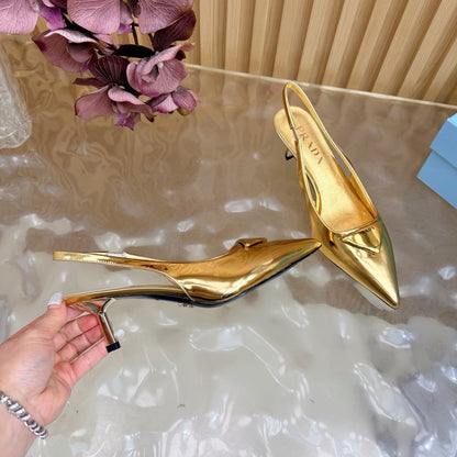 Prada 2026 Slingback Pump 55mm Metallic Leather 854175