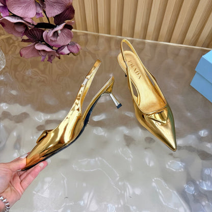 Prada 2026 Slingback Pump 55mm Metallic Leather 854175