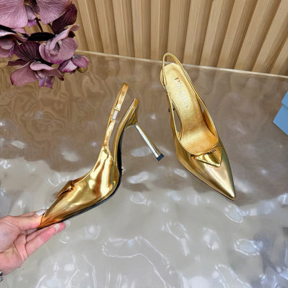 Prada 2026 Slingback Pump 100mm Metallic Leather 854181