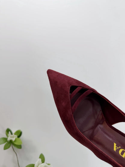PRA 26SS Slingback 75 Burgundy Suede 592344