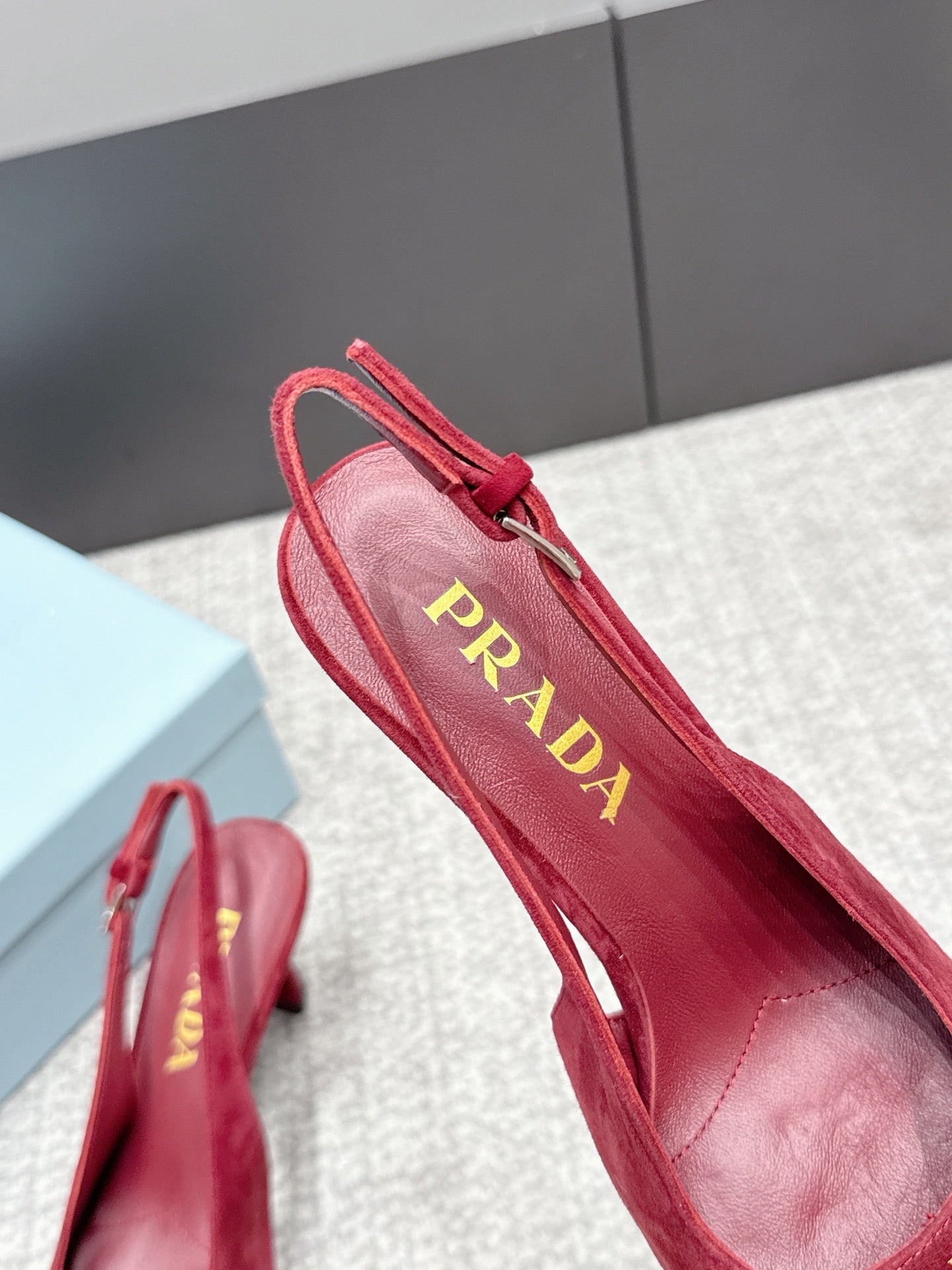 Prada 2026 Slingback 75mm Suede Lambskin 855691