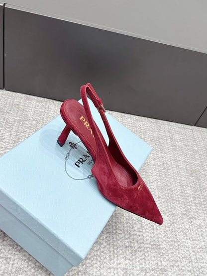Prada 2026 Slingback 75mm Suede Lambskin 855691