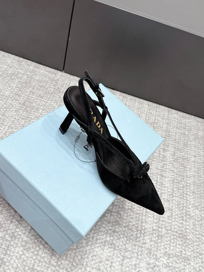 Prada 2026 Slingback 75mm Suede Lambskin 855699