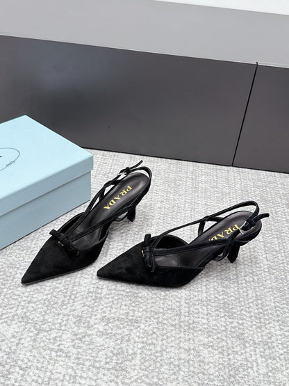 Prada 2026 Slingback 75mm Suede Lambskin 855699