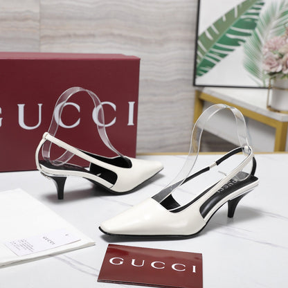 GG 26ss Slingback 60 White Sheepskin 601089