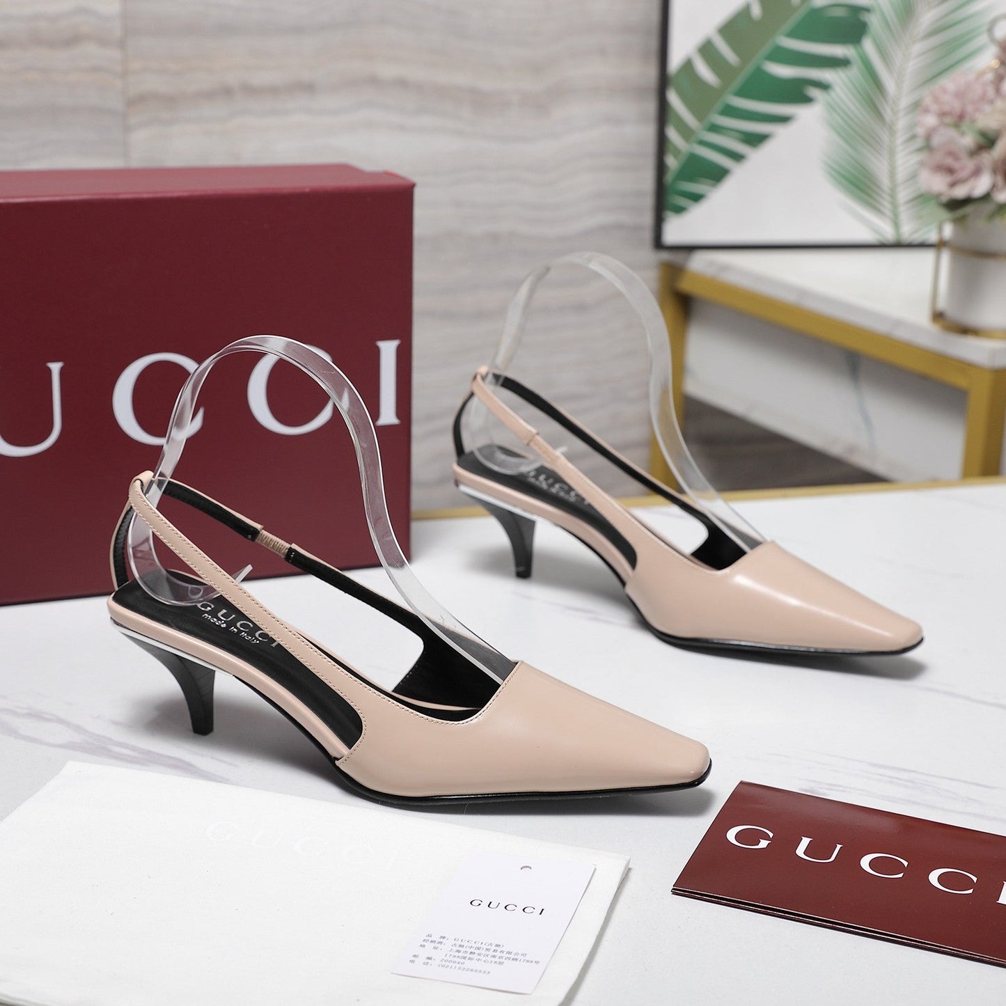GG 26ss Slingback 60 Light Beige Sheepskin 601090