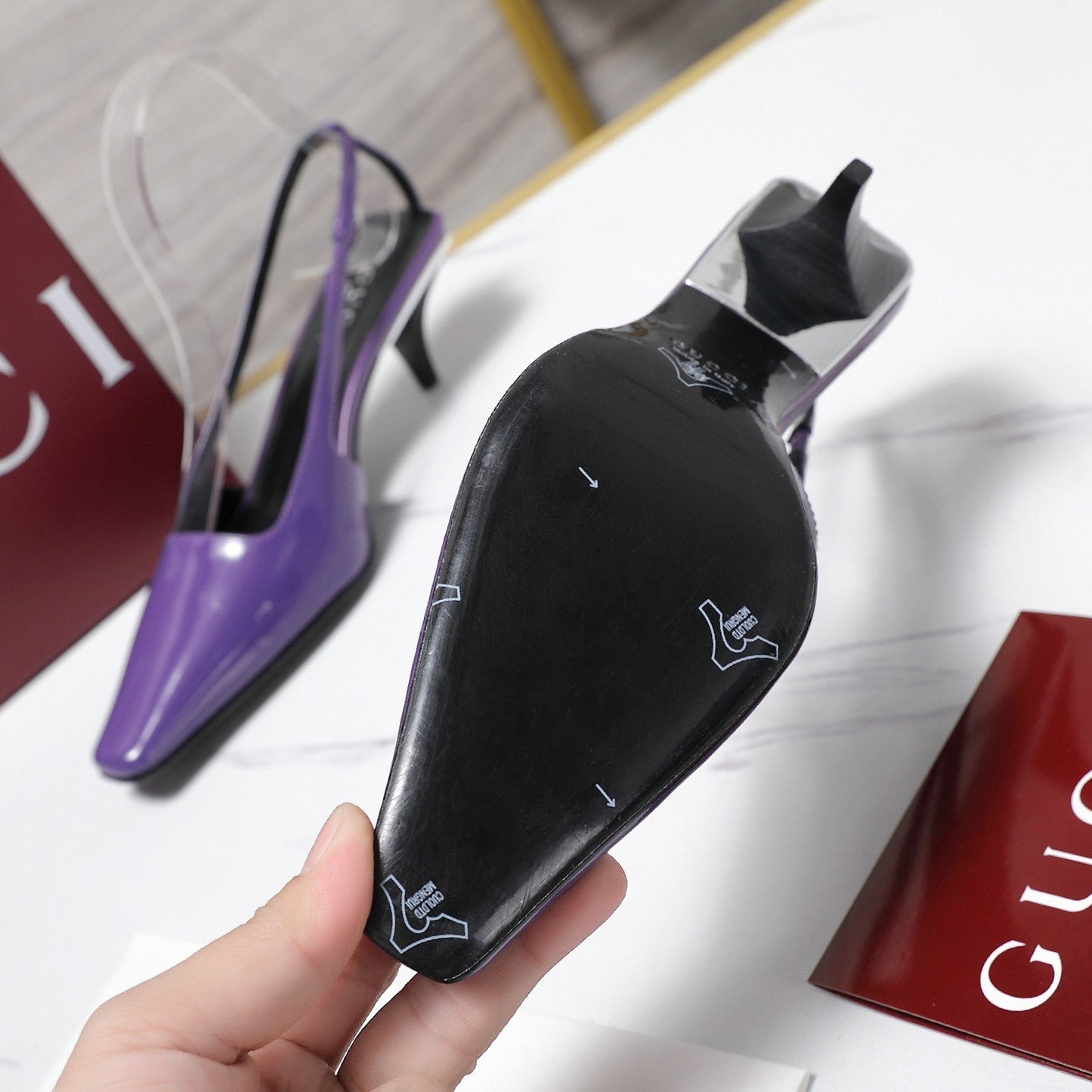 GG 26ss Slingback 60 Purple Sheepskin 601091
