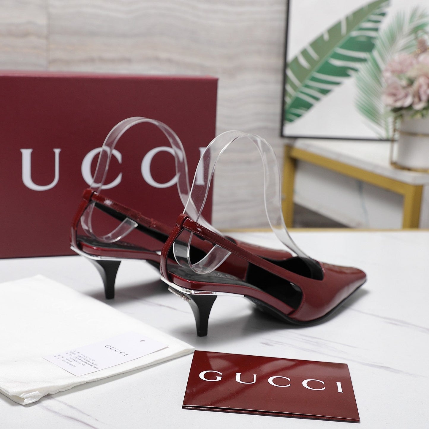 GG 26ss Slingback 60 Dark Red Sheepskin 601092